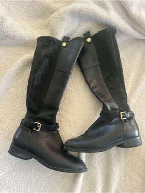 Cole Haan  Black Riding Boots with Knit Shaft